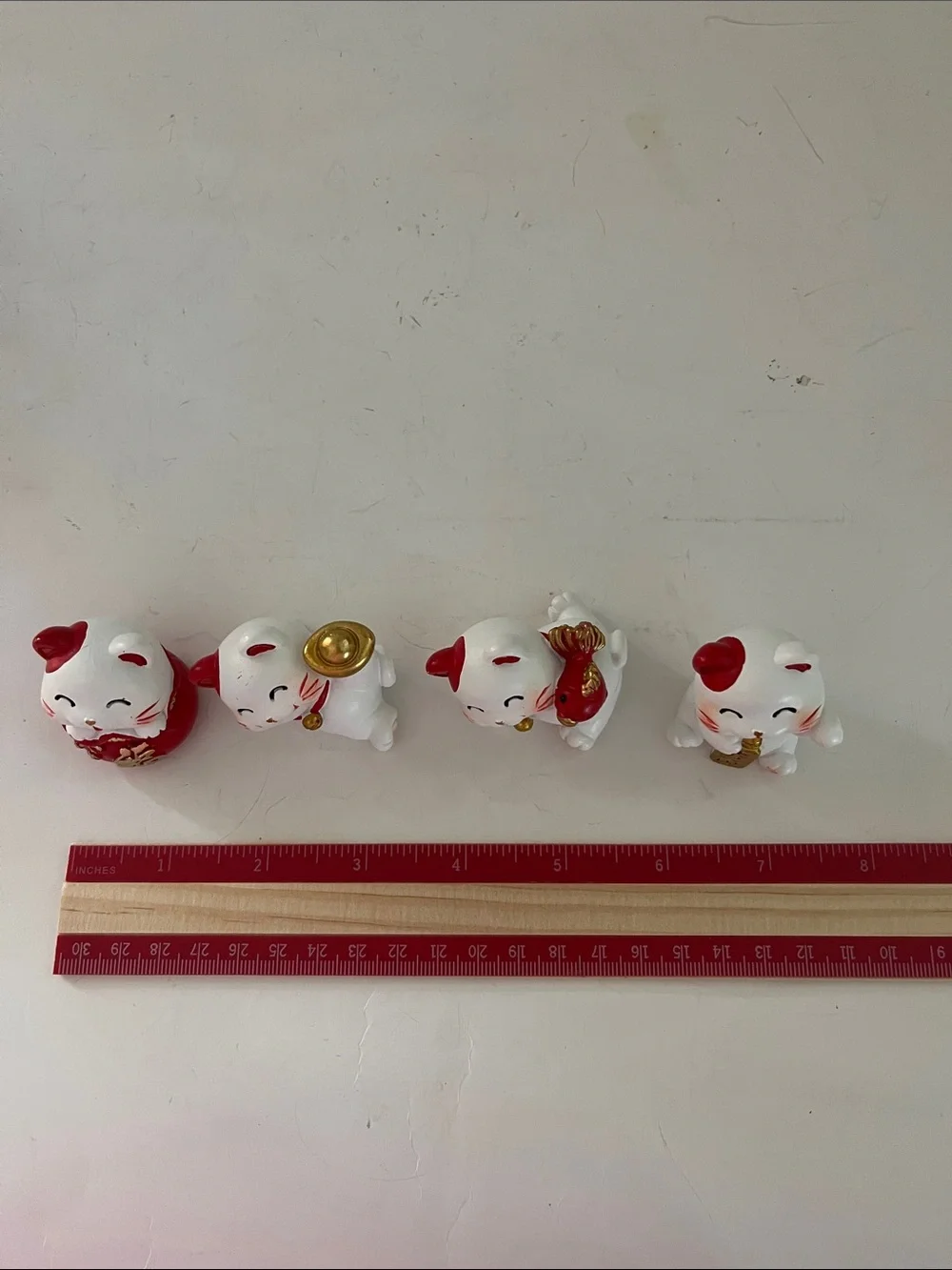 4 Good Luck Japanese Kittys  Neko Maneki with good luck symbols